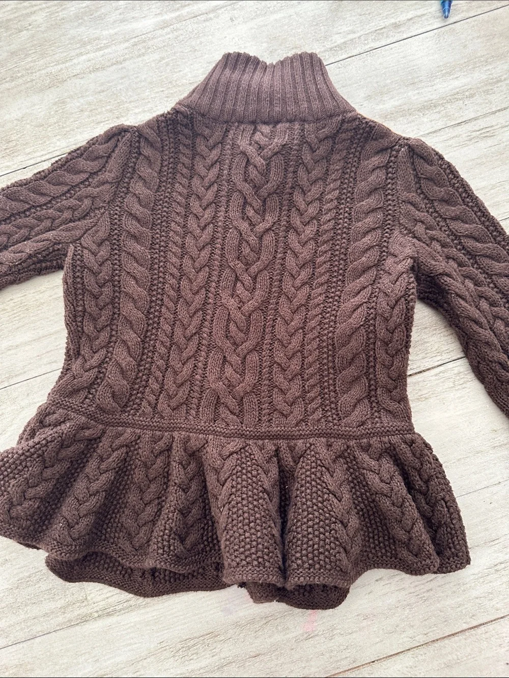 Ralph lauren girl cable knit sweater Cardigan Cotton Wool Equestrian size 5